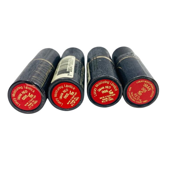 Iman Luxury Moisturizing Lipstick 005 Iman Red - Lot Of 4 New & Sealed - Picture 3 of 3